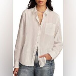 240 - Lucky Brand NWT White Bib Collar Long Sleeve Blouse, Size XL